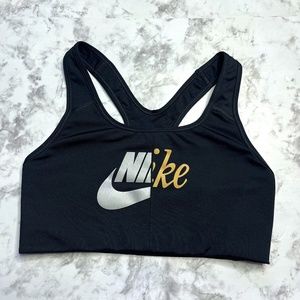 Nike Dri-Fit Classic Black/Metallic Silver and Gold Sports Bra Size MEDIUM